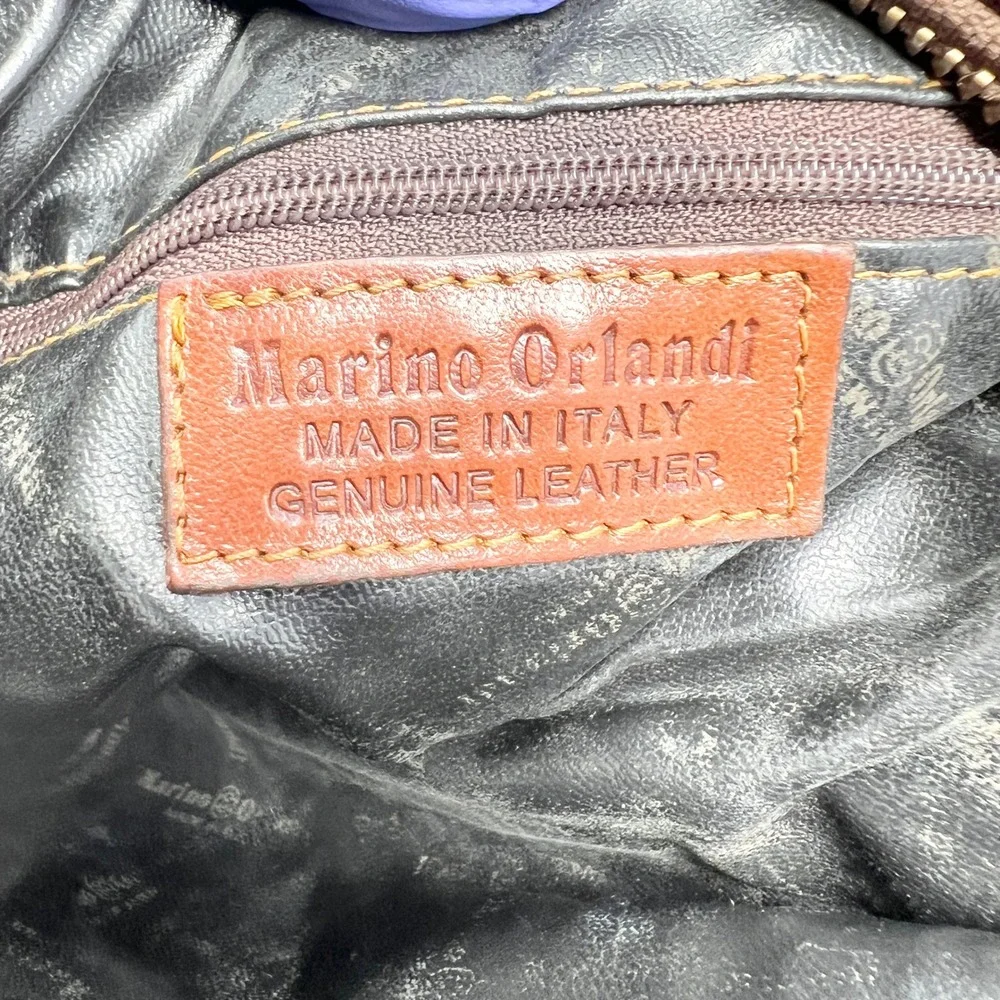 Marino Orlandi Brown Leather Backpack with Gold Hardware